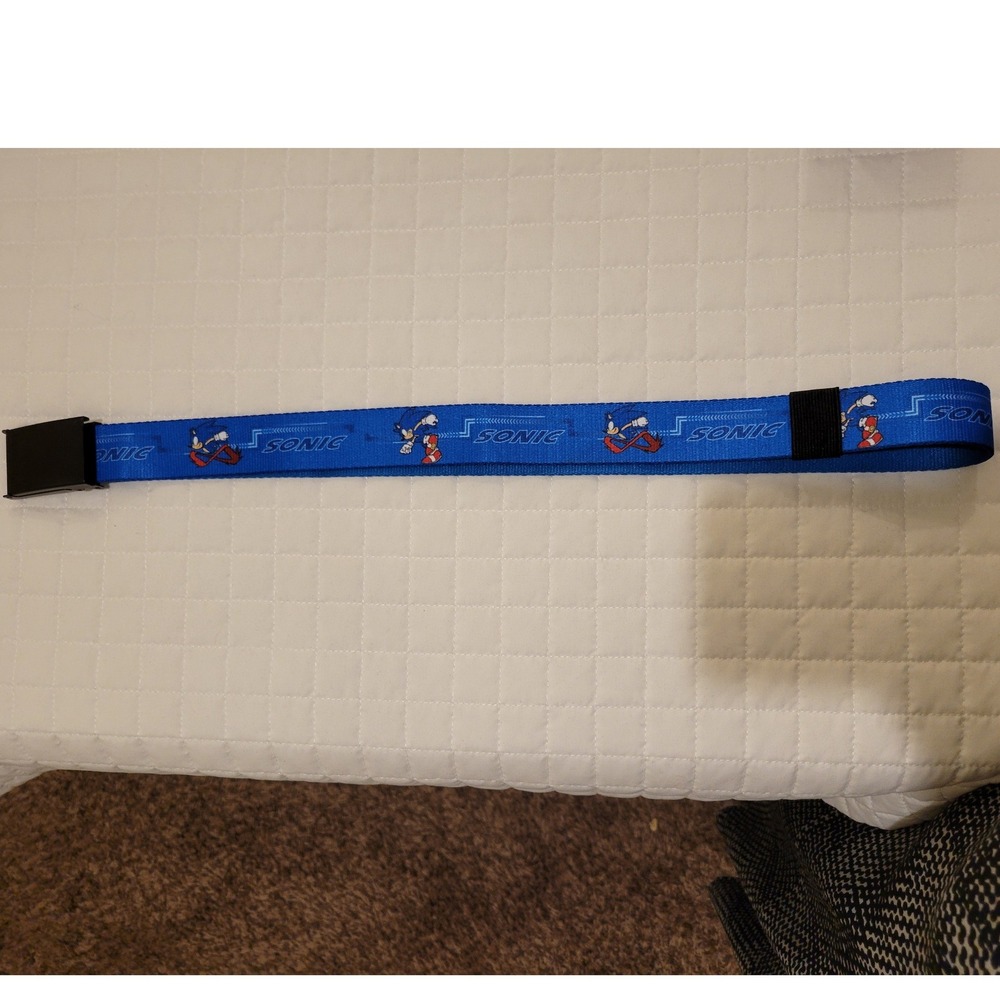 Sega Sonic the Hedgehog Blue Web Belt Black Metal Buckle Adjustable Gamer Fandom